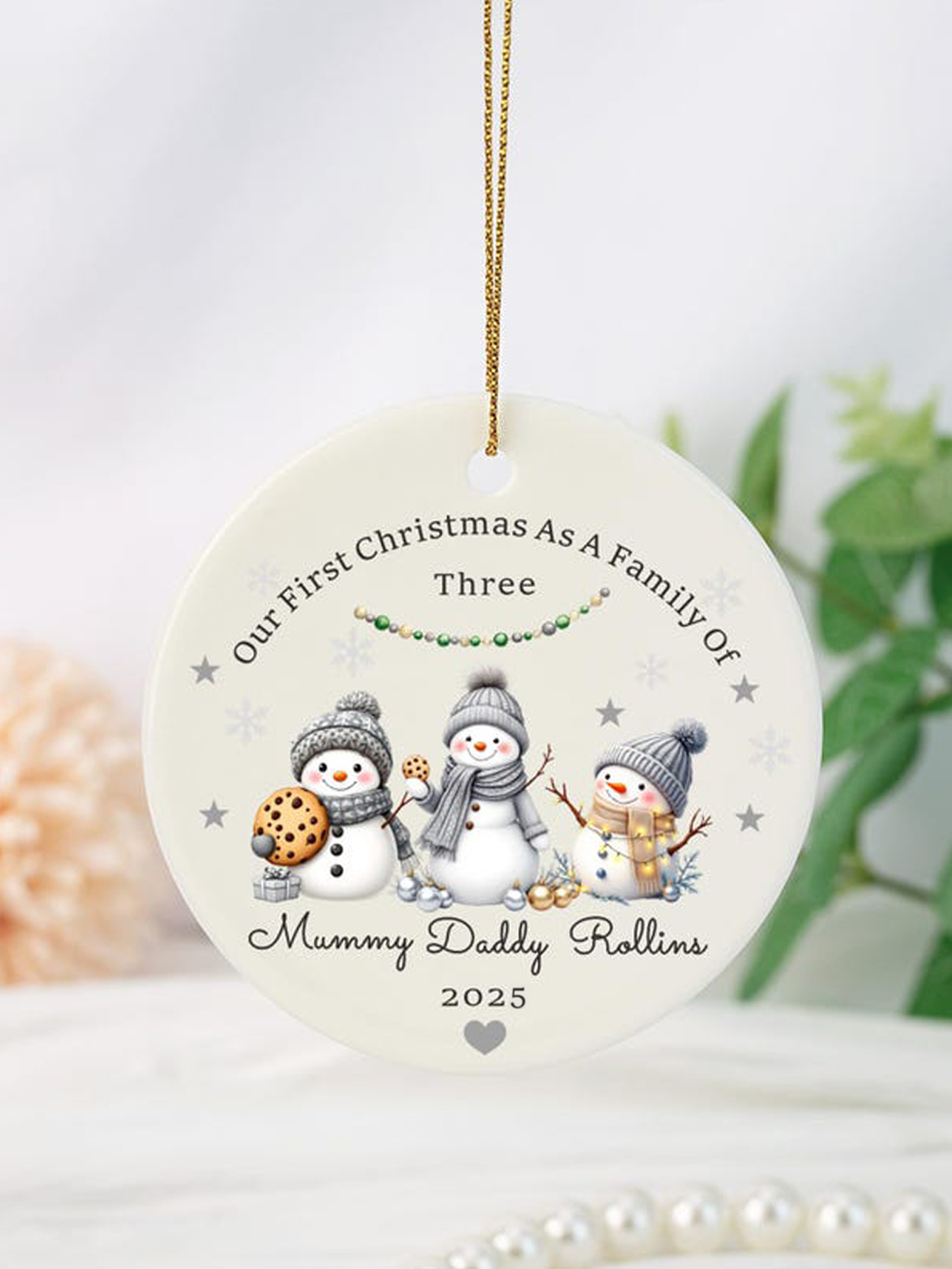 Personalized Snowman Family Christmas Ornament